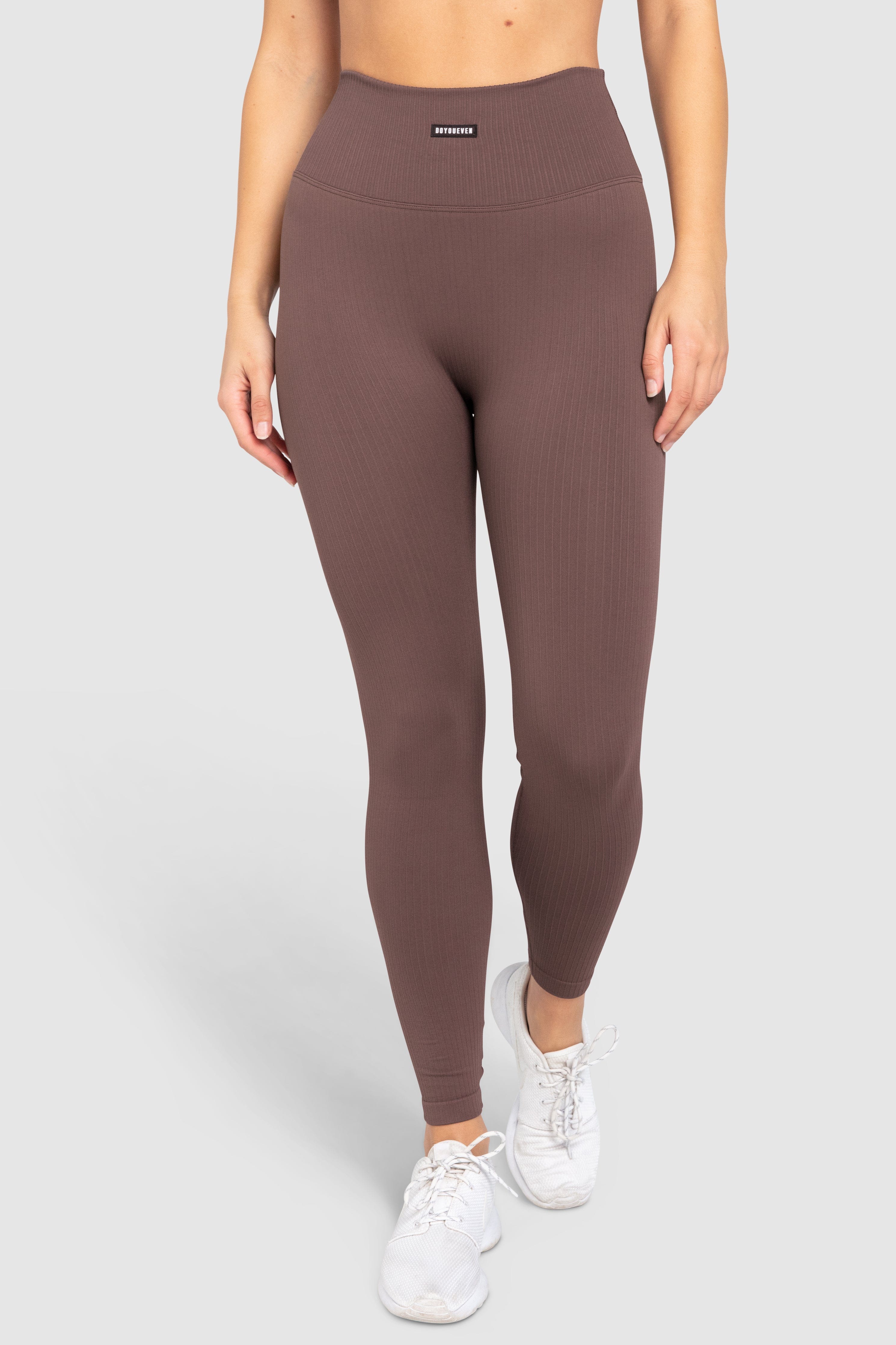 Ribbed Seamless Leggings - Espresso Brown