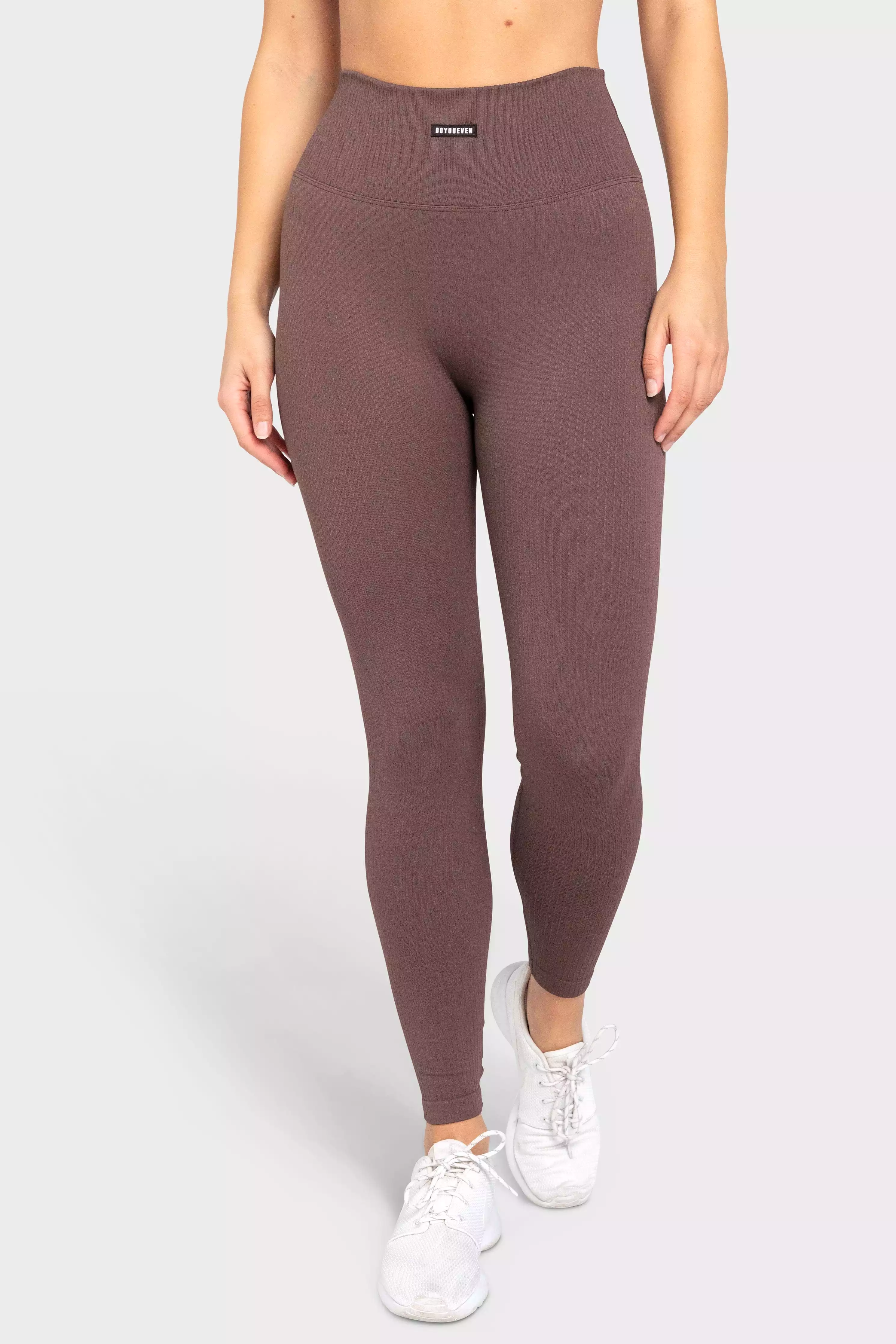 Ribbed Seamless Leggings - Espresso Brown