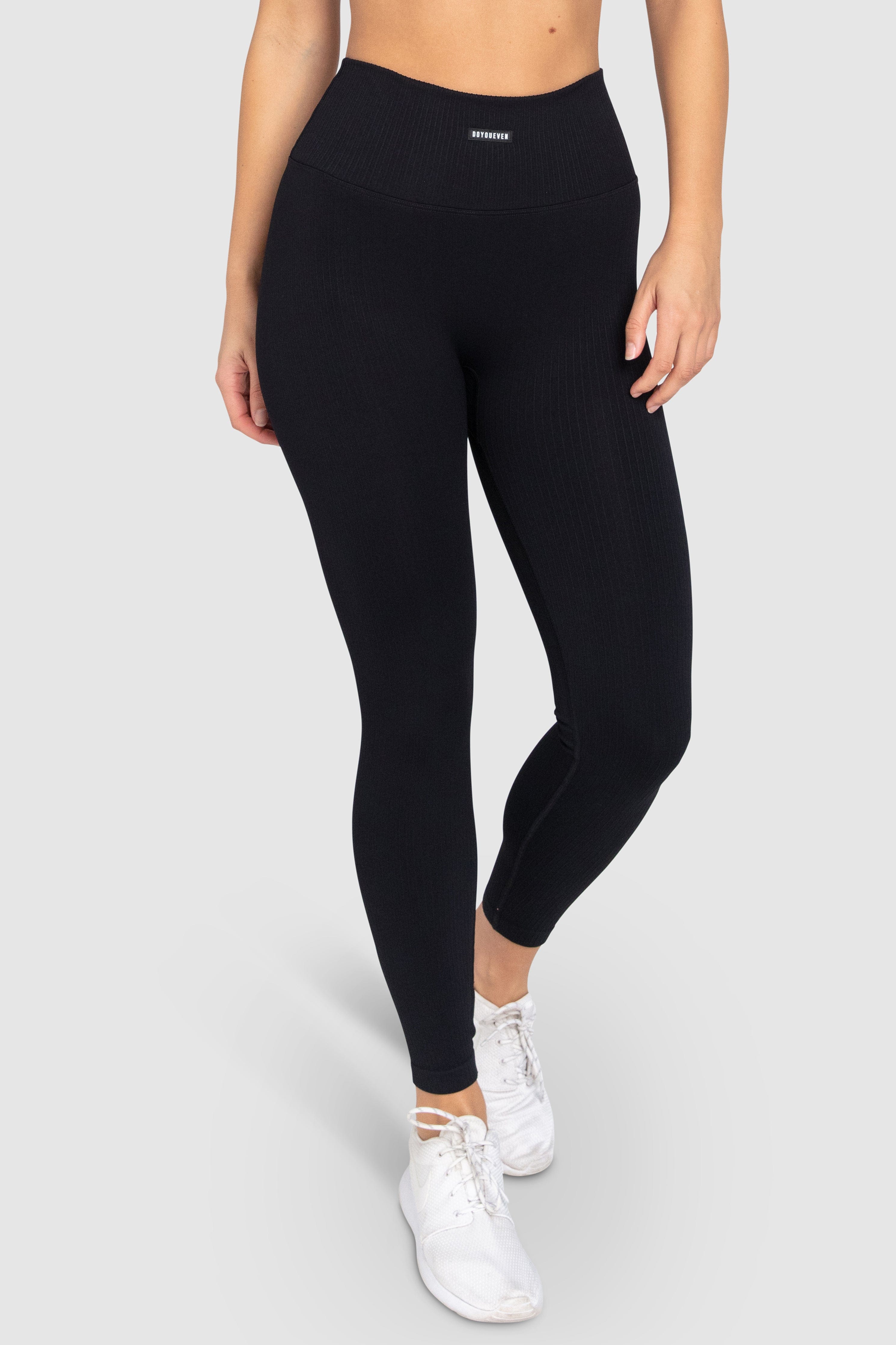 Ribbed Seamless Leggings - Midnight Black