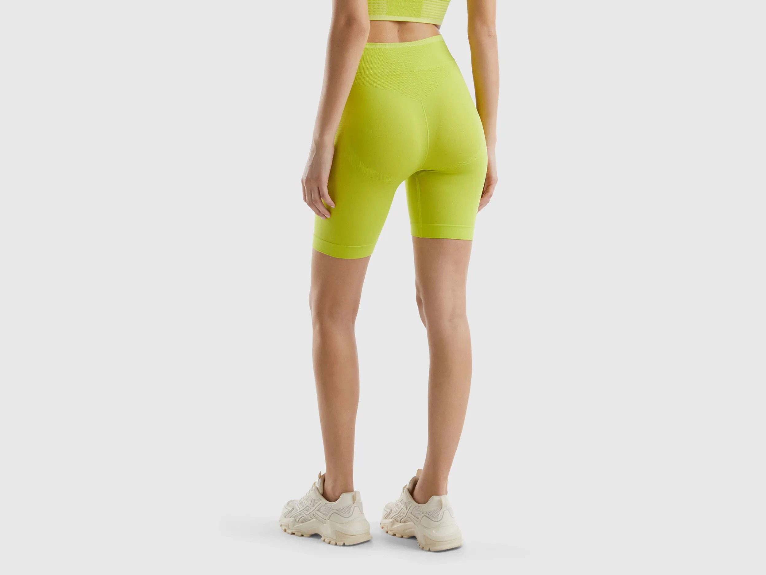 Seamless sports cycling leggings - Lime | Benetton