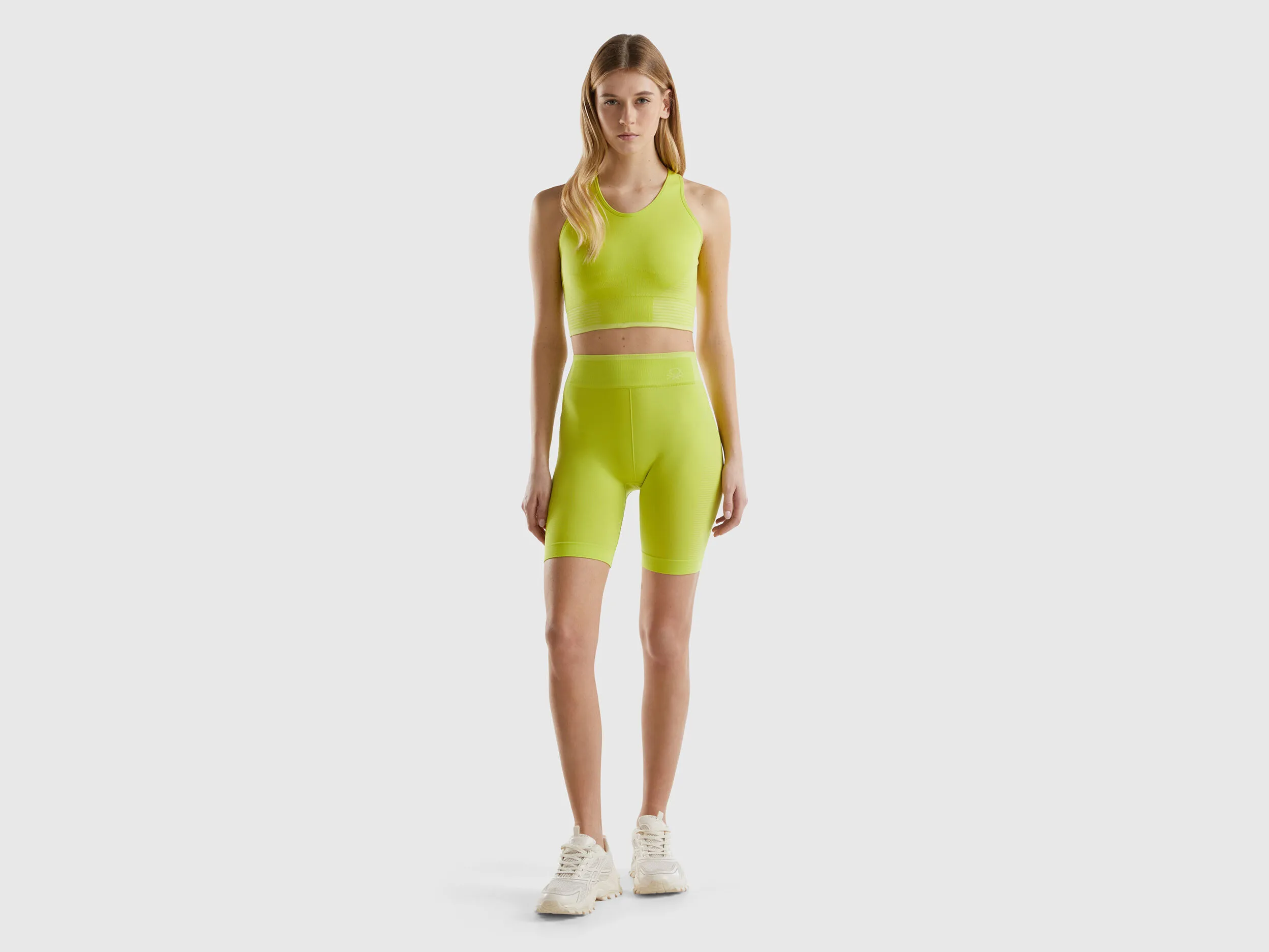 Seamless sports cycling leggings - Lime | Benetton