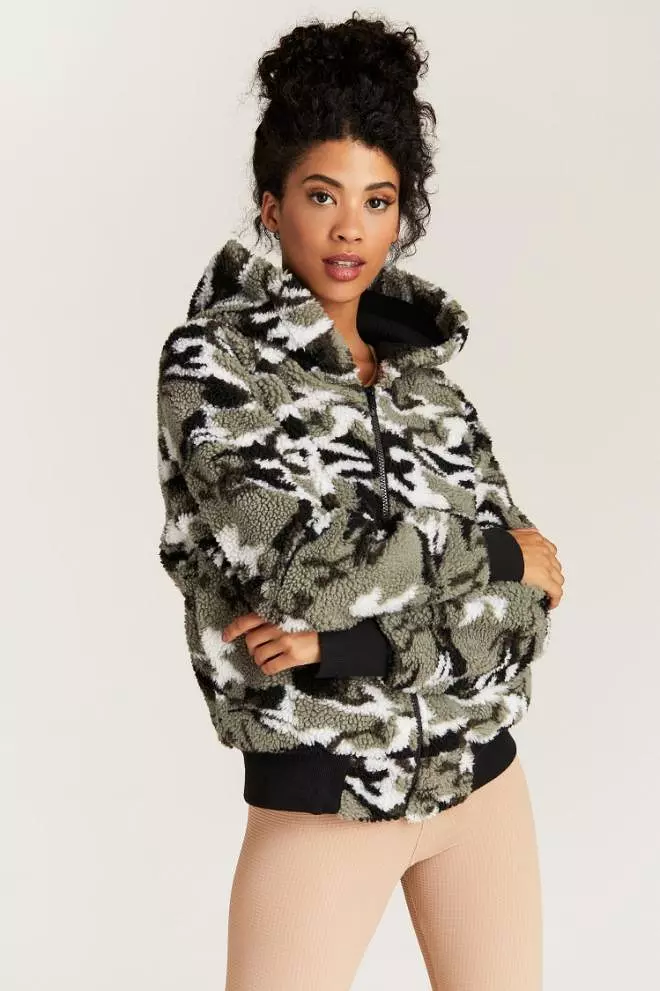 Strut This Abby Jacket Camo Sherpa