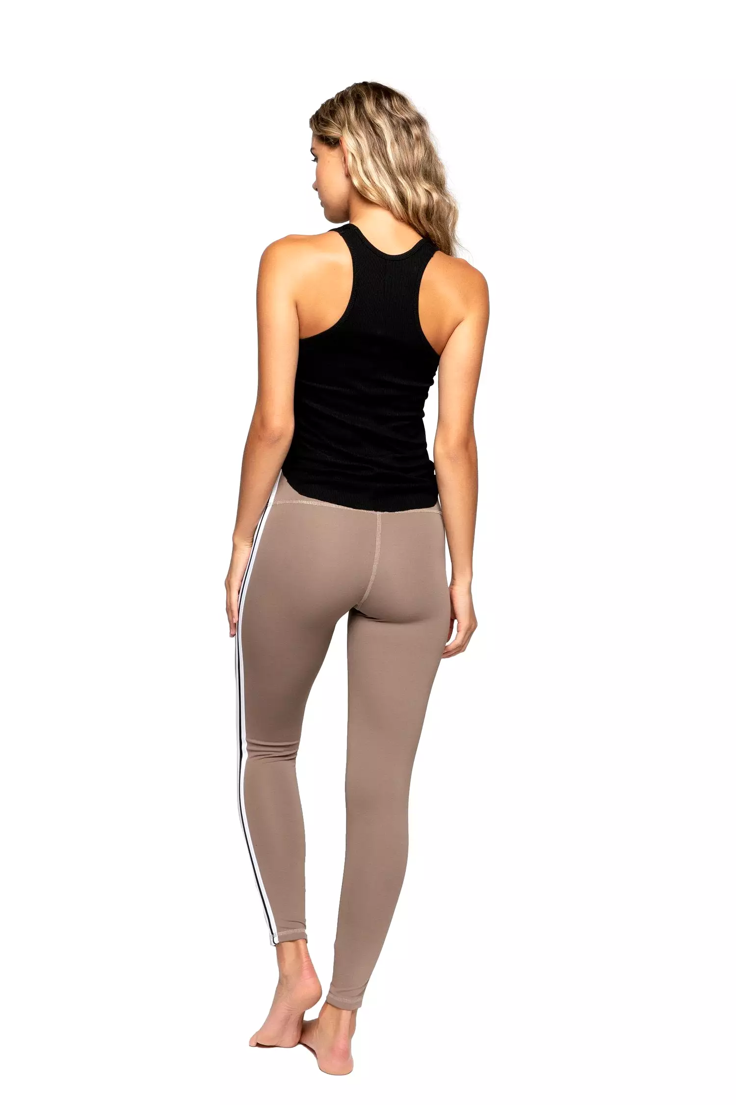 Strut This Sage Ankle Taupe Black Stripe Leggings