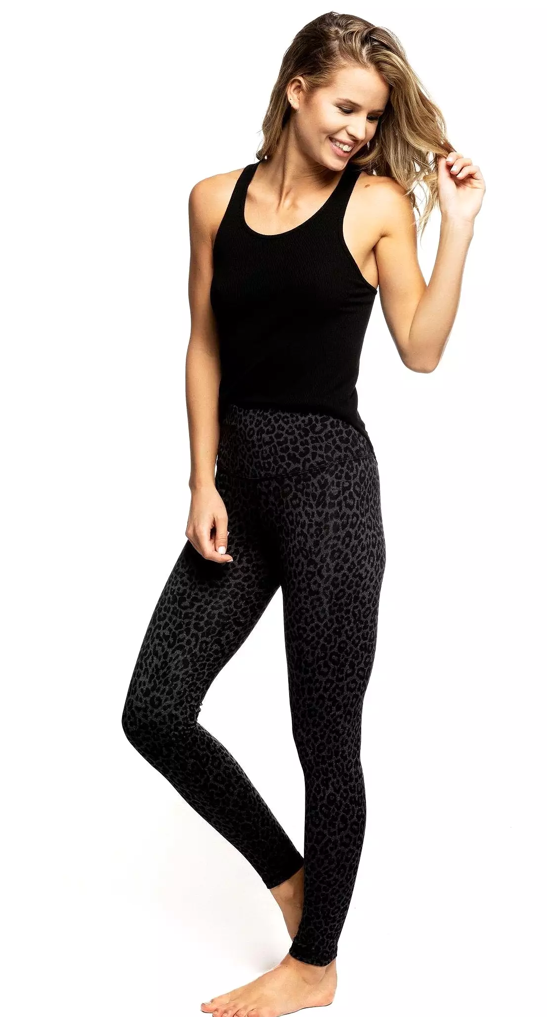 Strut This Teagan Ankle Legging Grey Leopard