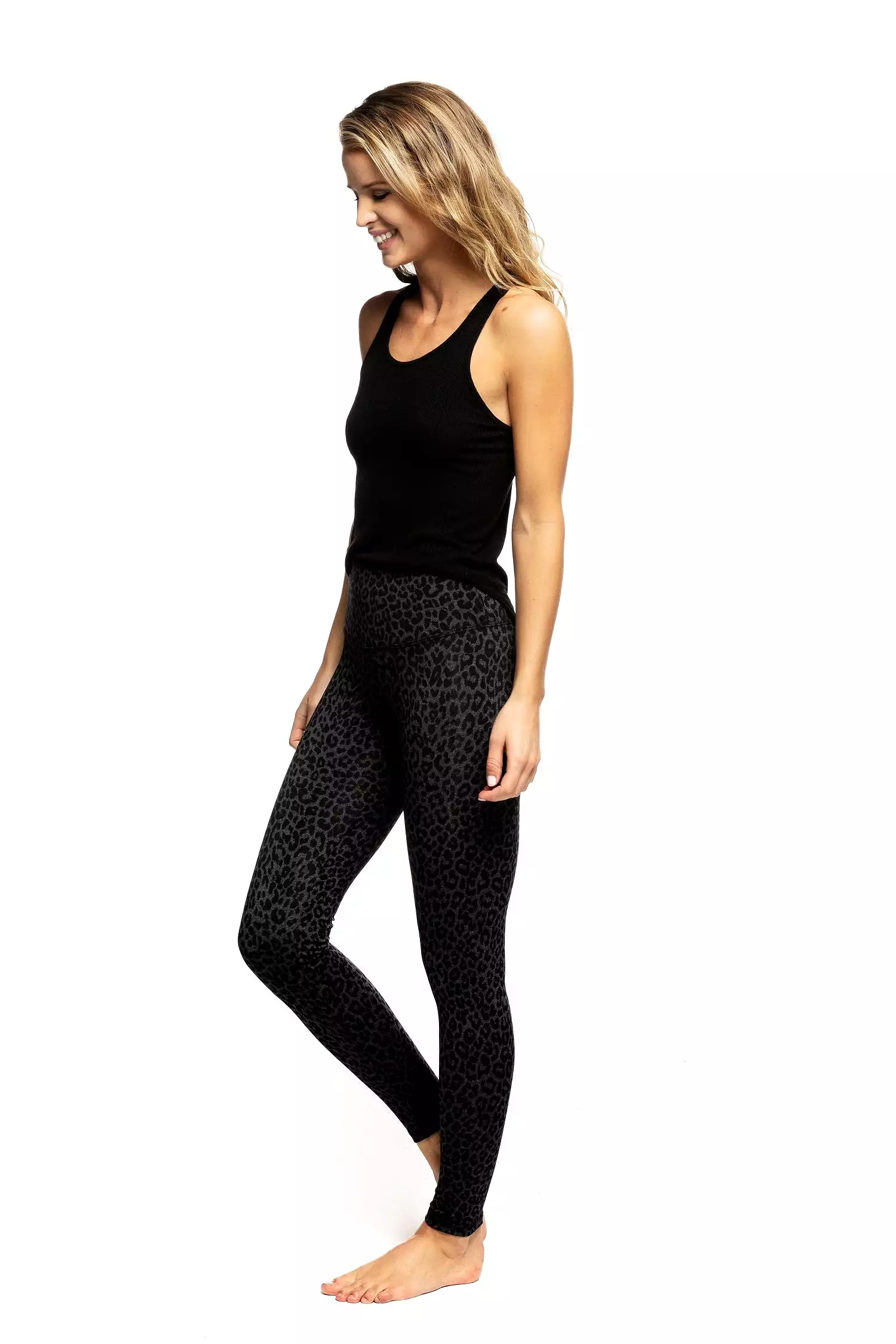 Strut This Teagan Ankle Legging Grey Leopard