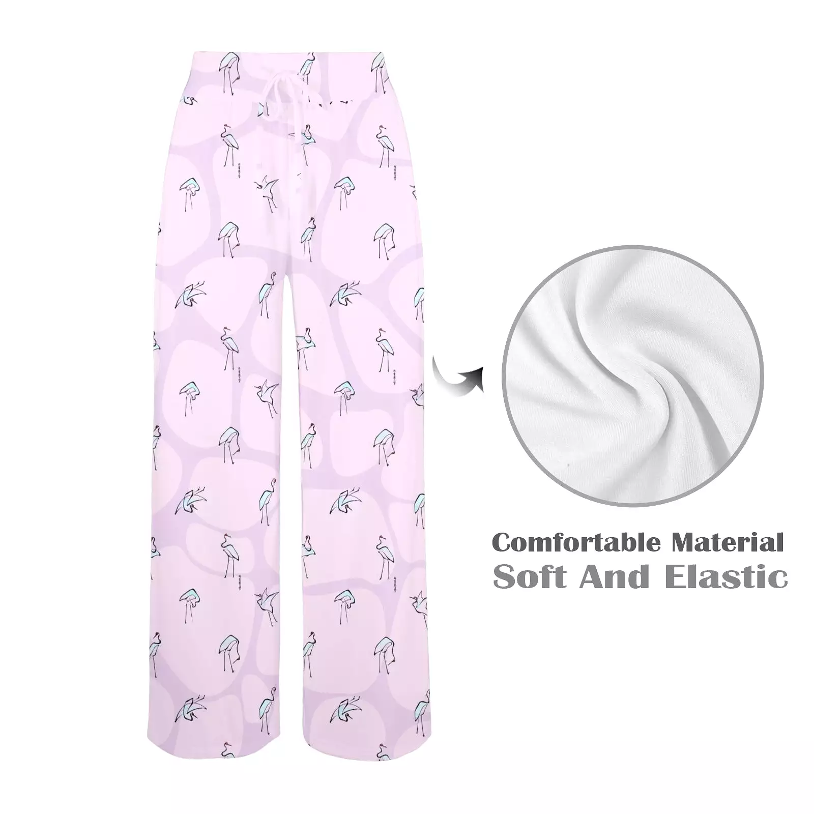 swan print yoga_leggings_template-Recovered-Recovered copy-Recovered Women's Wide Leg Lounge Pants (Model L77)