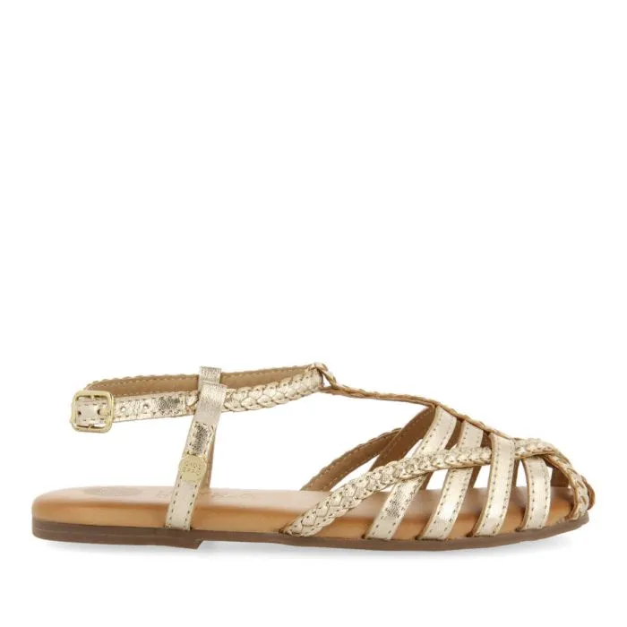 Tanlay girls gold leather multi strap sandals