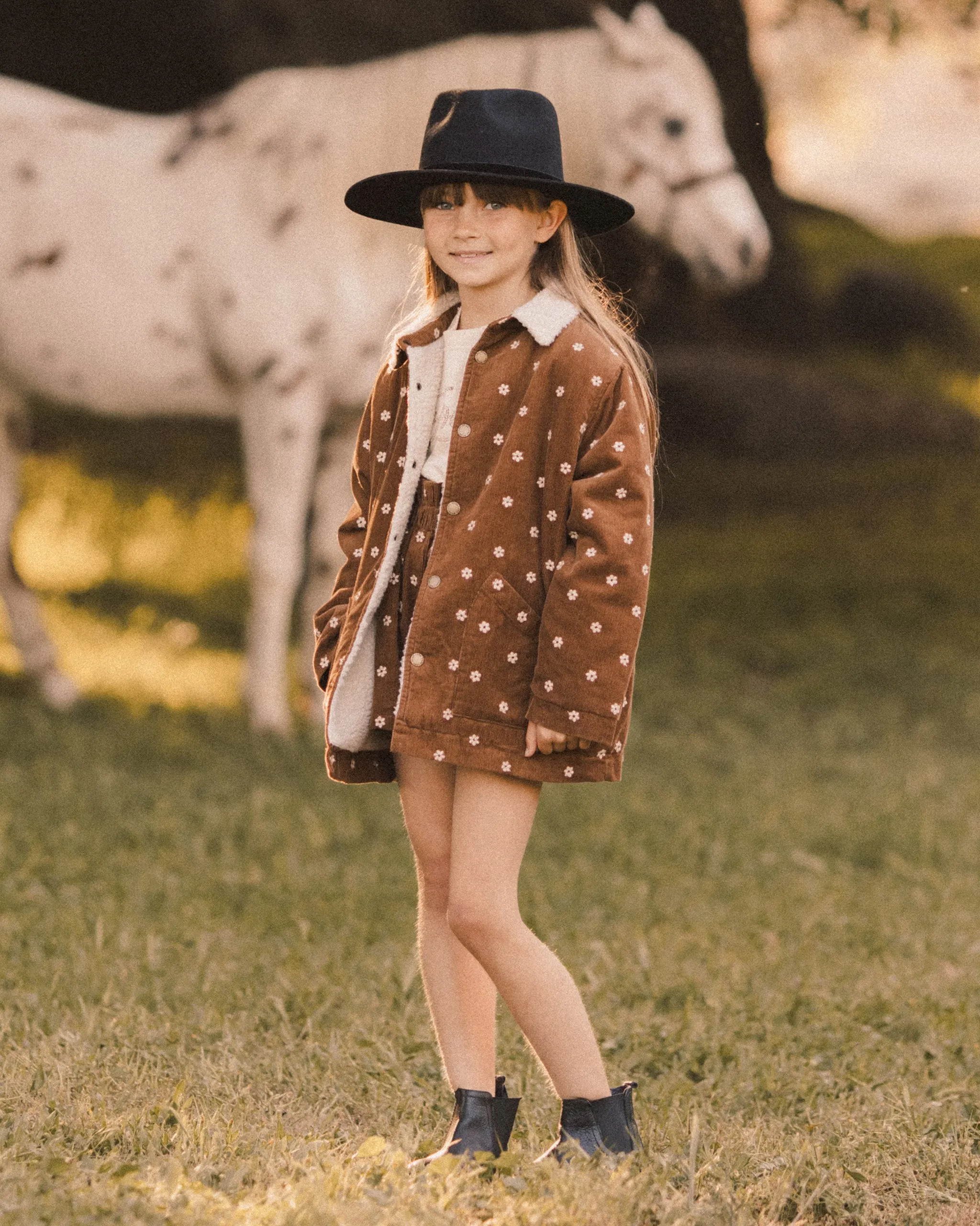 The Long Chore Coat by Rylee + Cru - Floral Embroidery - KIDS