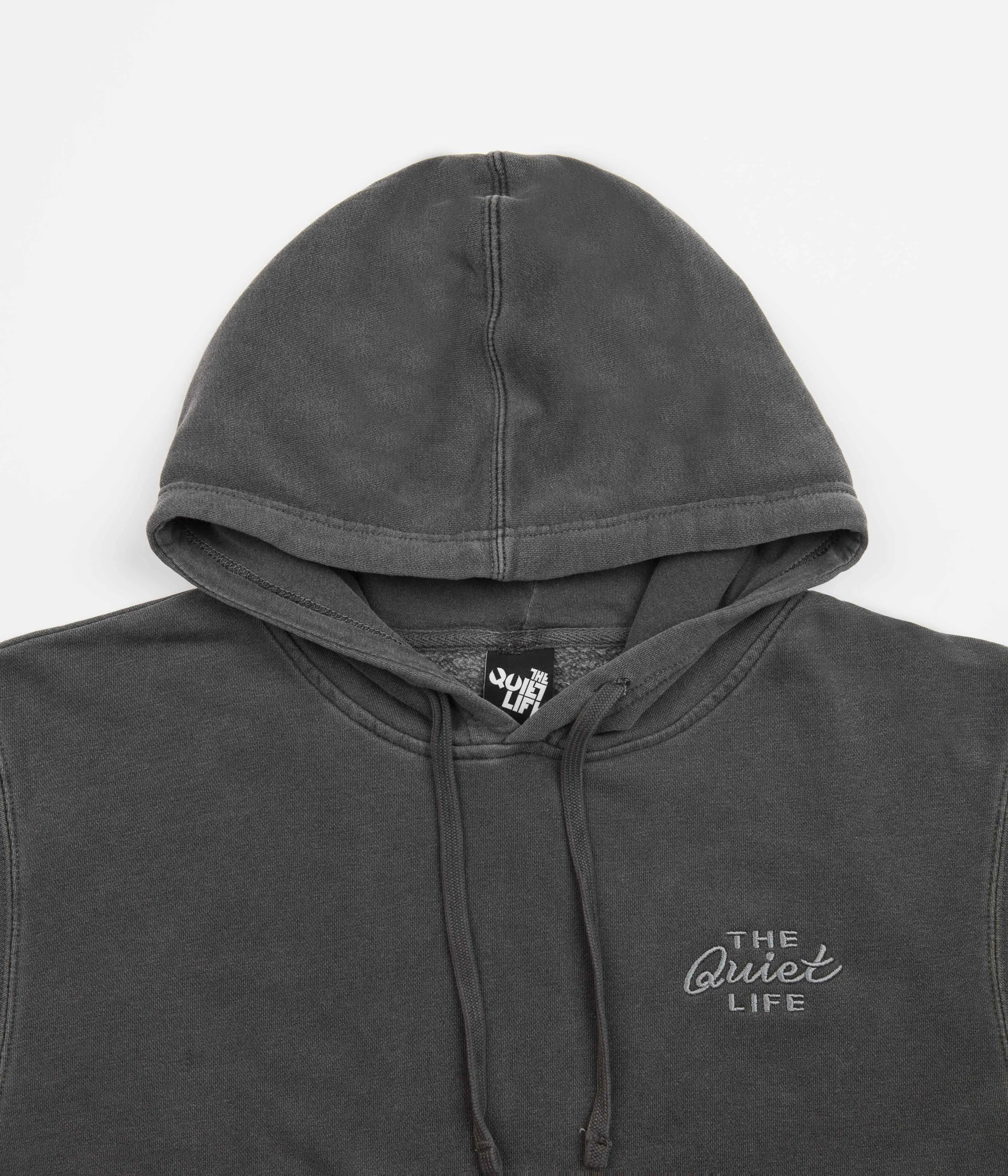 The Quiet Life Mechanic Logo Pigment Dyed Hoodie - Black