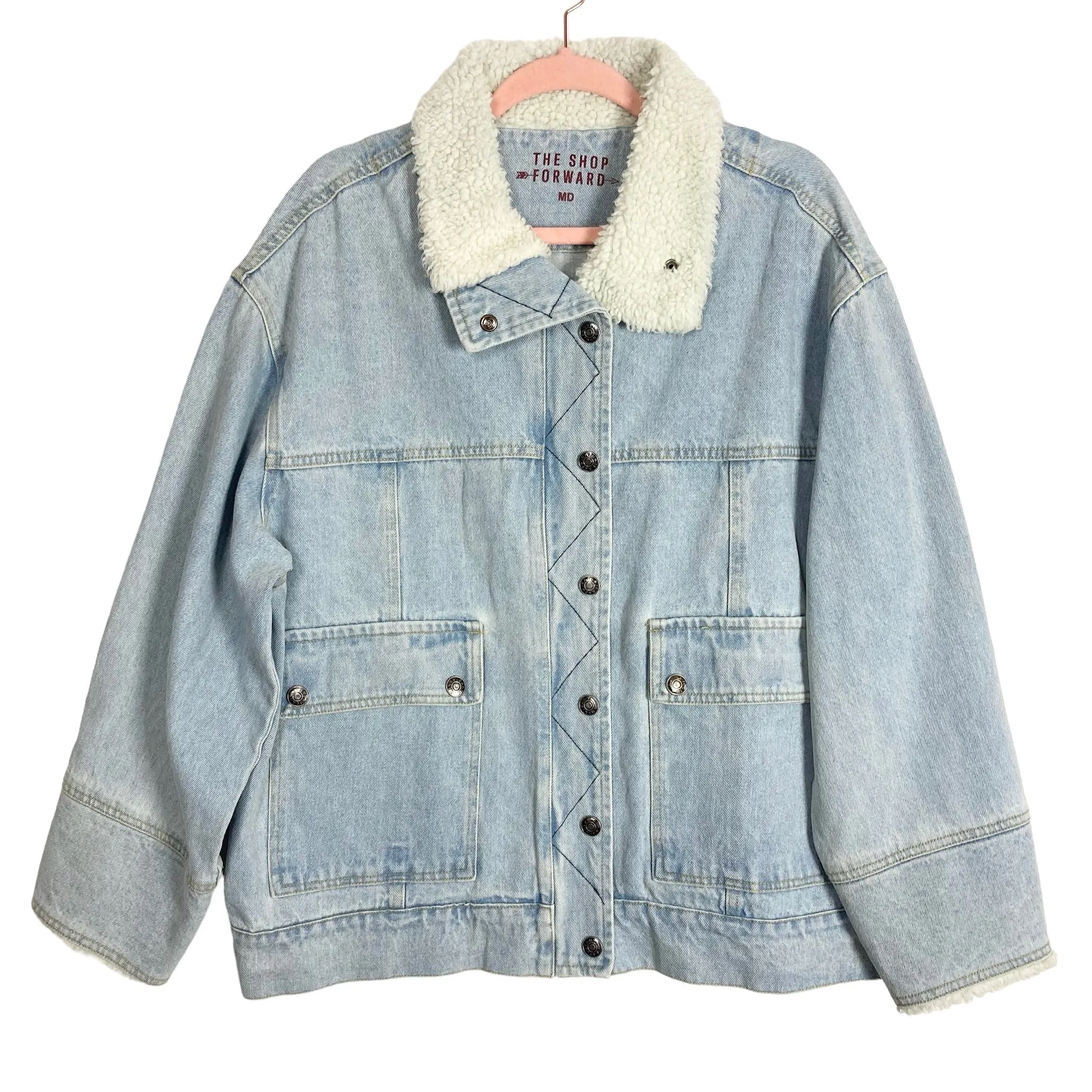 The Shop Forward Denim Faux Trim Jacket- Size M