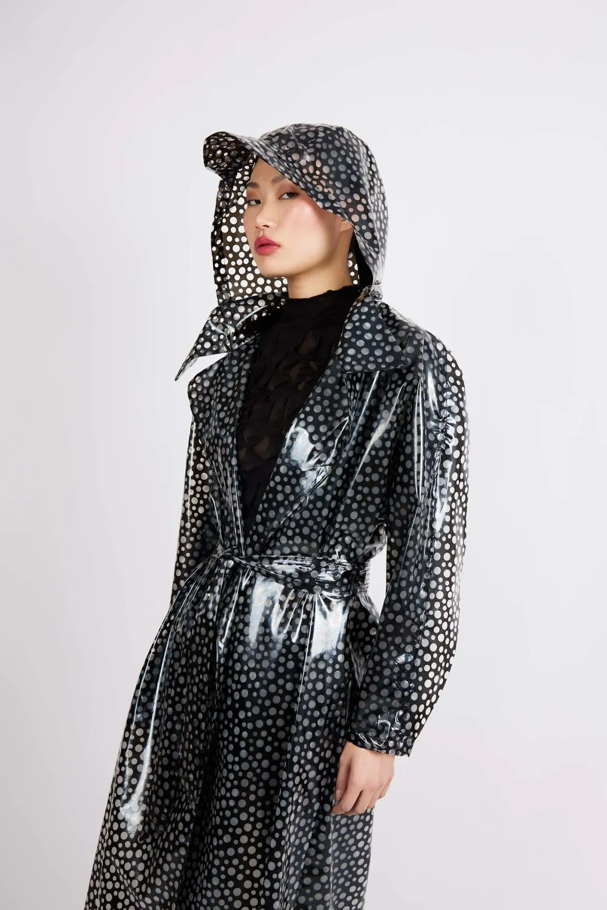 Transparent Polka Dot Trench Coat