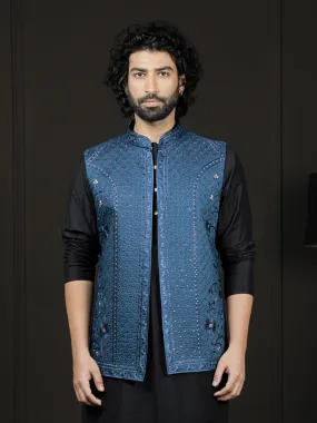 VASTRAMAY Men's Silk Blend Nehru Jacket