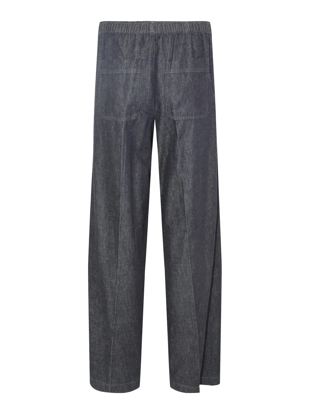 Vince Low-Rise Pull-On Wide-Leg Twill Pant in Washed Indigo