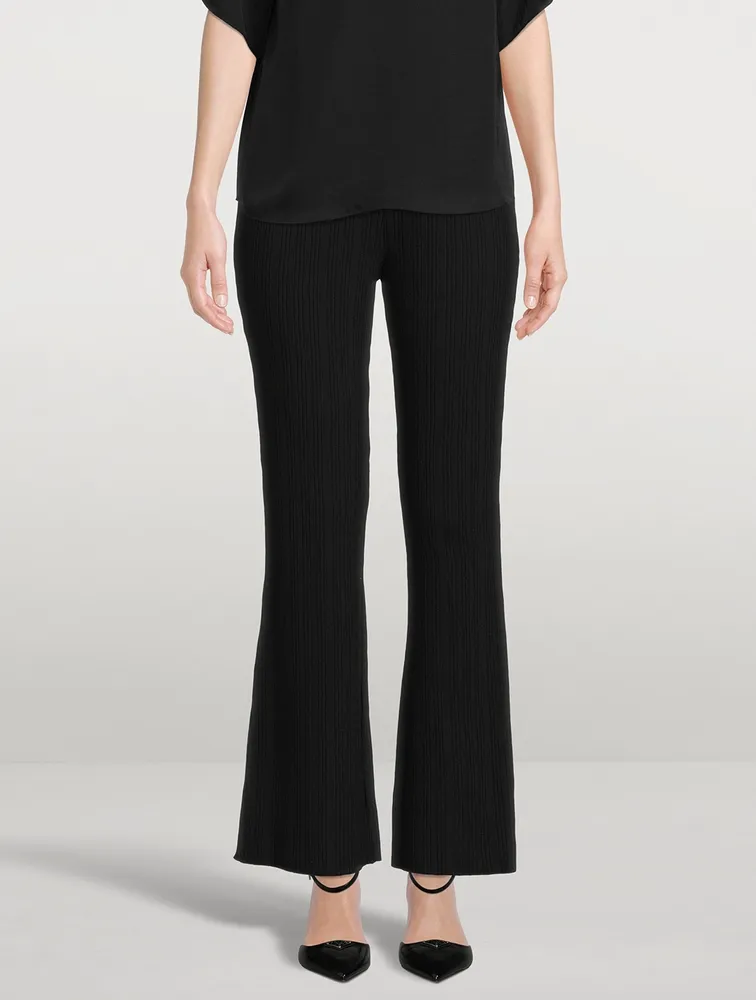 VINCE Rib-Knit Flared Pants