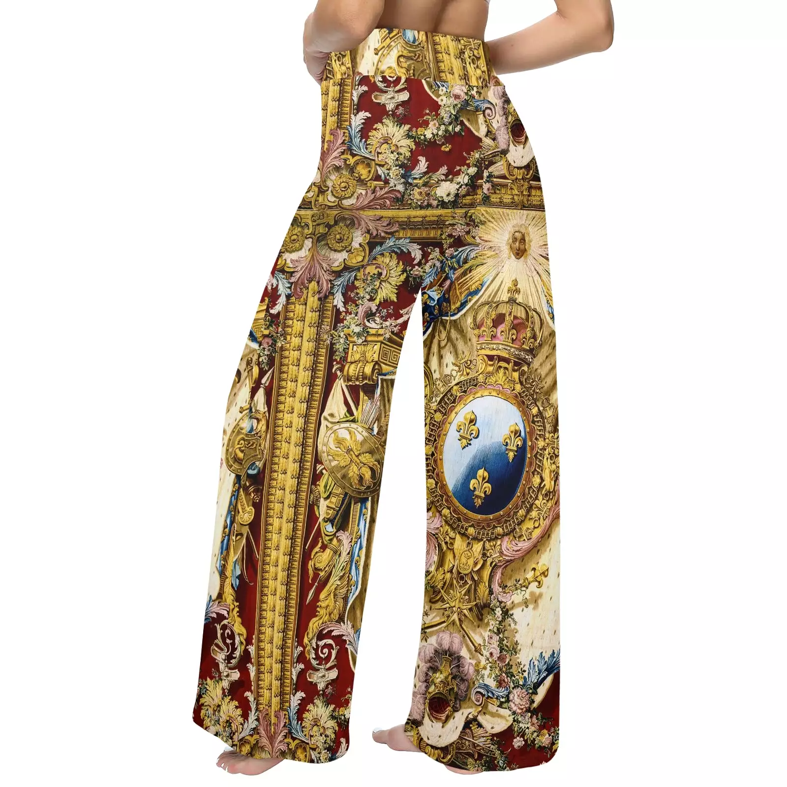 vintage royalty print Women's Wide Leg Lounge Pants (Model L77)