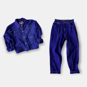 Vintage The Place Purple Jean Jacket Pants Set 6/8