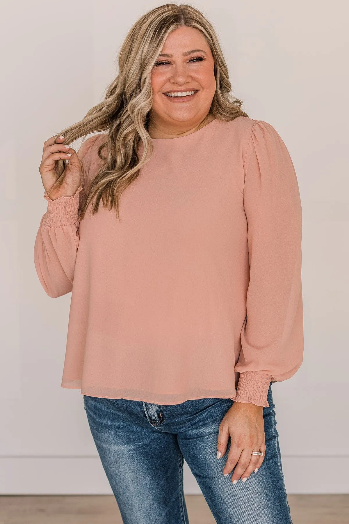 Where We Started Long Sleeve Blouse- Light Peach