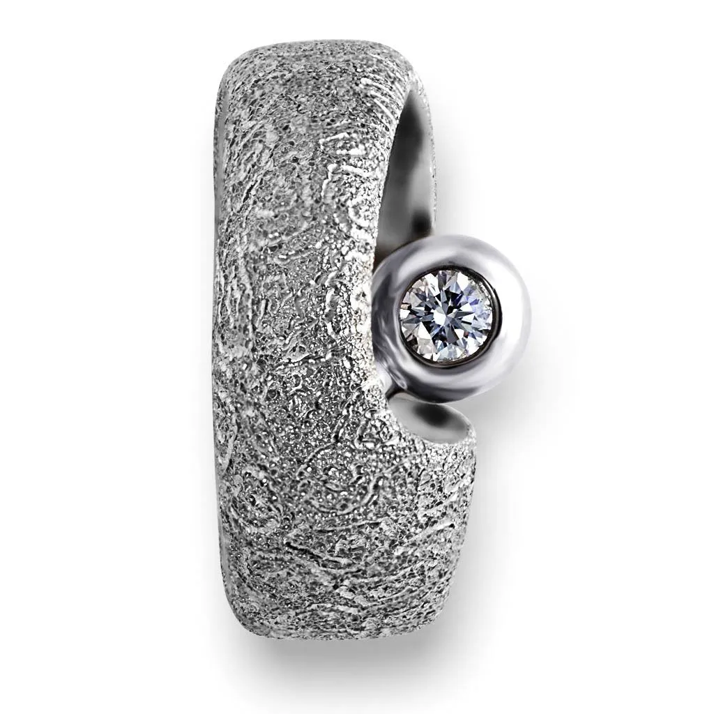 White Gold Modern Art Ring with Diamond