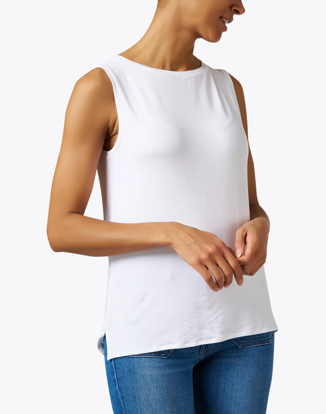 White Soft Touch Boatneck Tank 