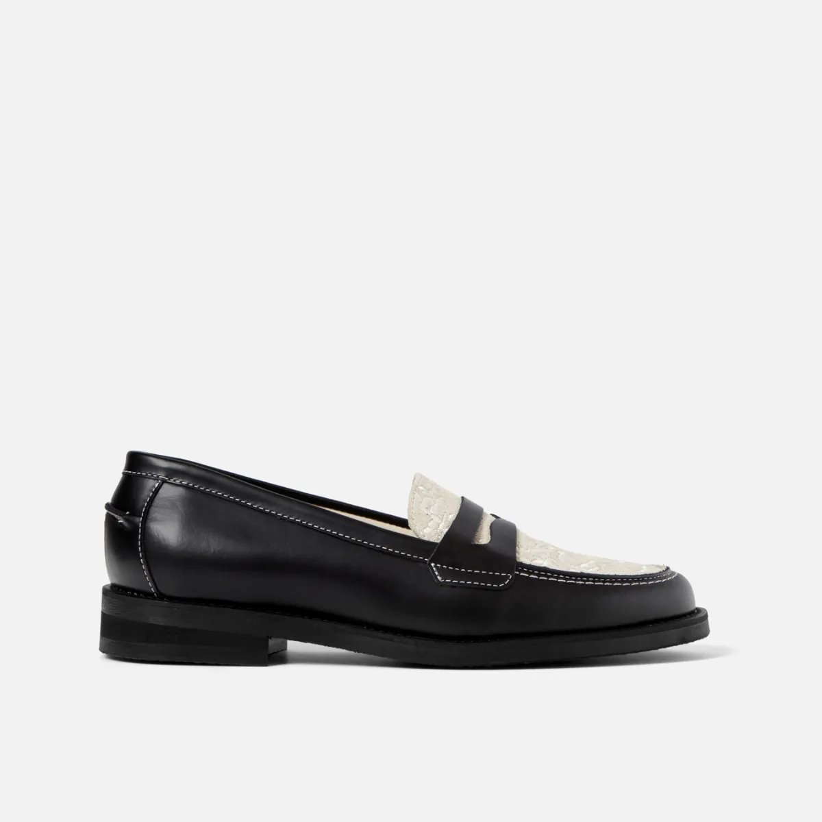 Wilde Black + White Vine Penny Loafer - Women's