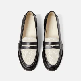 Wilde Black + White Vine Penny Loafer - Women's