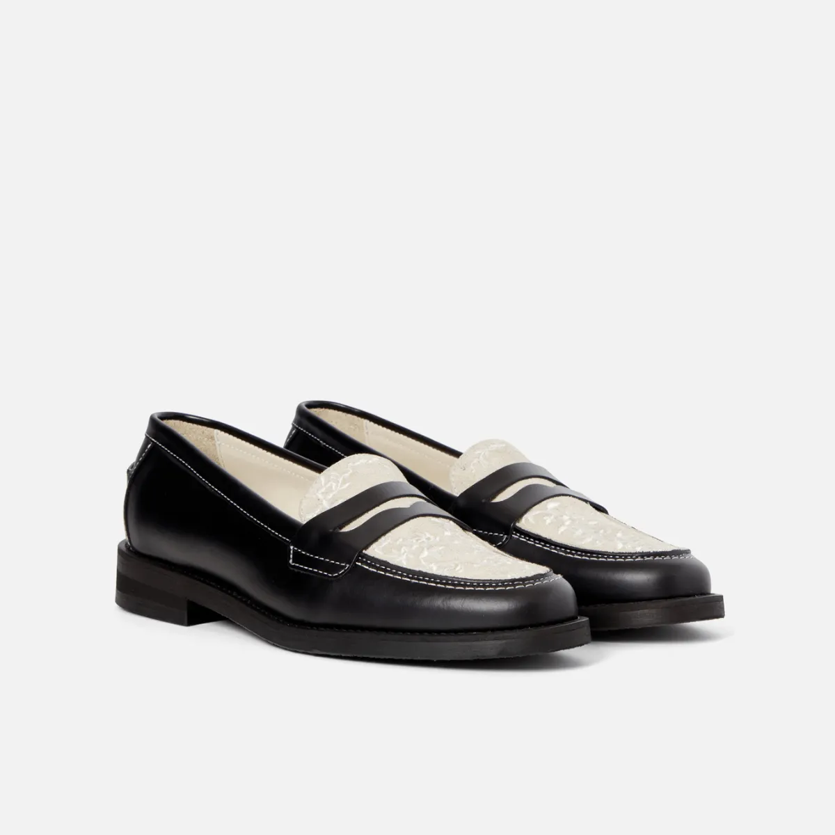 Wilde Black + White Vine Penny Loafer - Women's