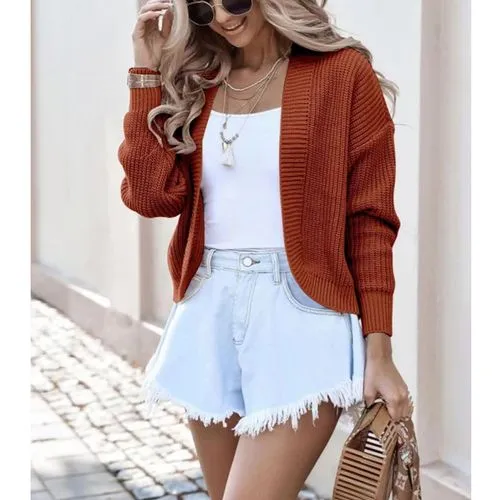 Women's Cardigan Long Sleeve Sweaters & Cardigans Casual Solid Color