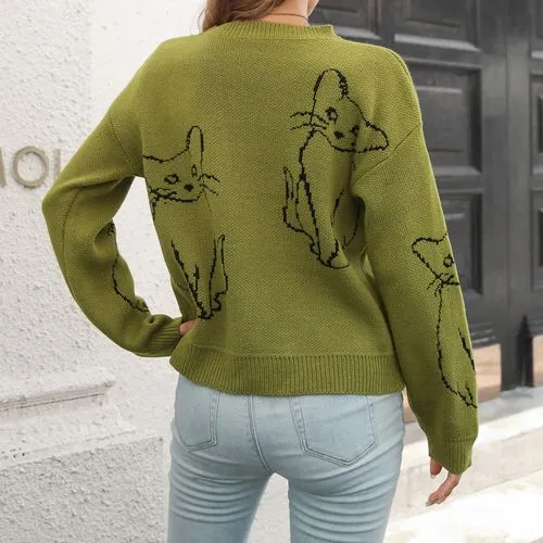 Women's Sweater Long Sleeve Sweaters & Cardigans Casual Cat