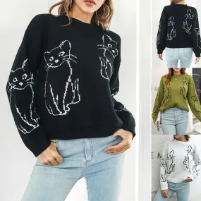 Women's Sweater Long Sleeve Sweaters & Cardigans Casual Cat