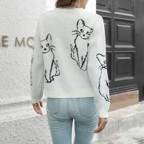 Women's Sweater Long Sleeve Sweaters & Cardigans Casual Cat