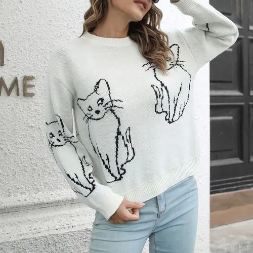 Women's Sweater Long Sleeve Sweaters & Cardigans Casual Cat