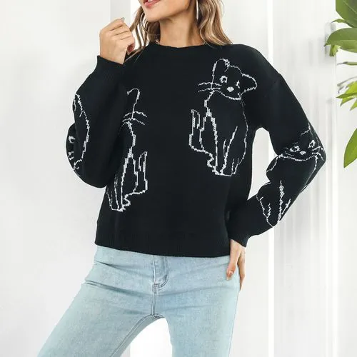 Women's Sweater Long Sleeve Sweaters & Cardigans Casual Cat