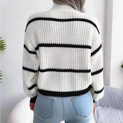 Women's Sweater Long Sleeve Sweaters & Cardigans Casual Stripe