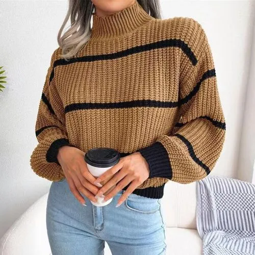 Women's Sweater Long Sleeve Sweaters & Cardigans Casual Stripe