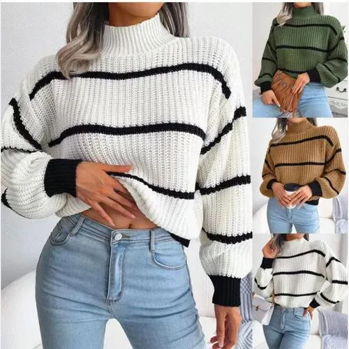 Women's Sweater Long Sleeve Sweaters & Cardigans Casual Stripe