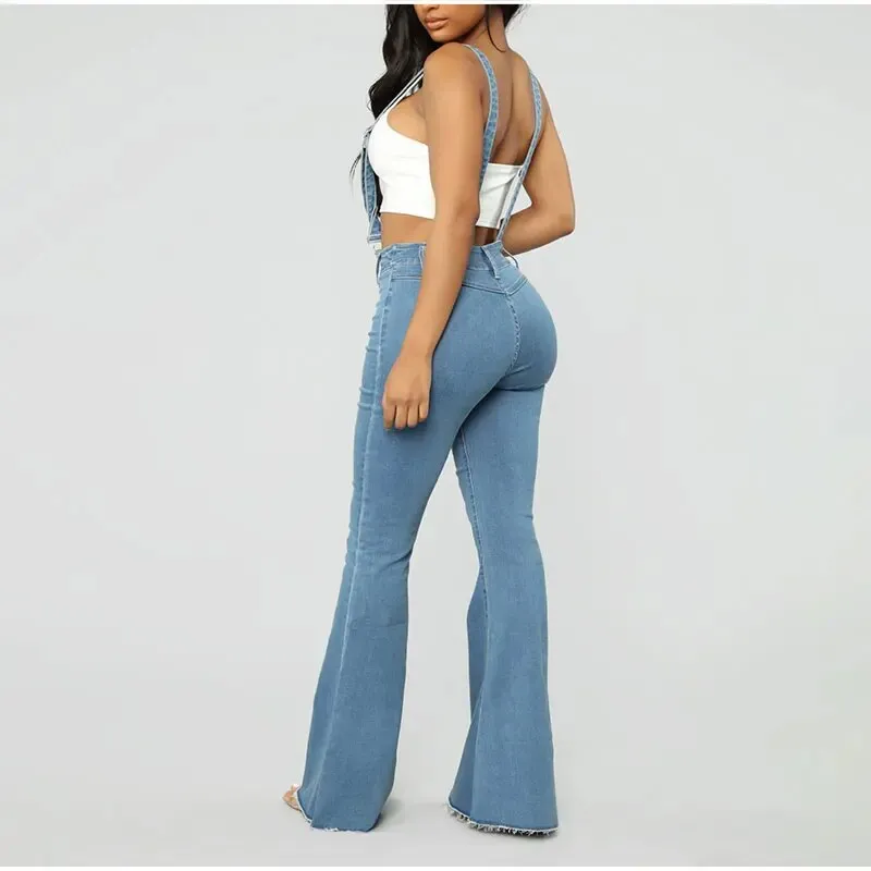 Women's Vintage Streetwear High Waist Wide Leg Denim Suspender Pants